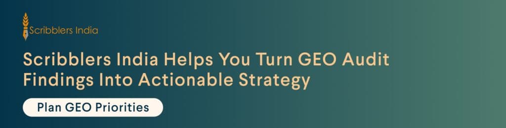 Scribblers India helps brands plan their GEO strategy