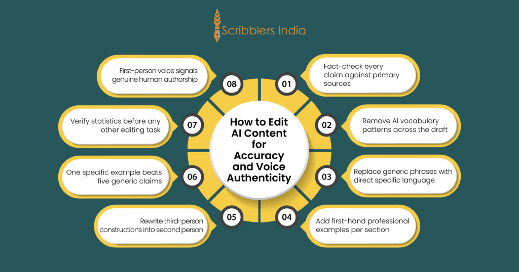 Editing AI content for accuracy and authentic voice