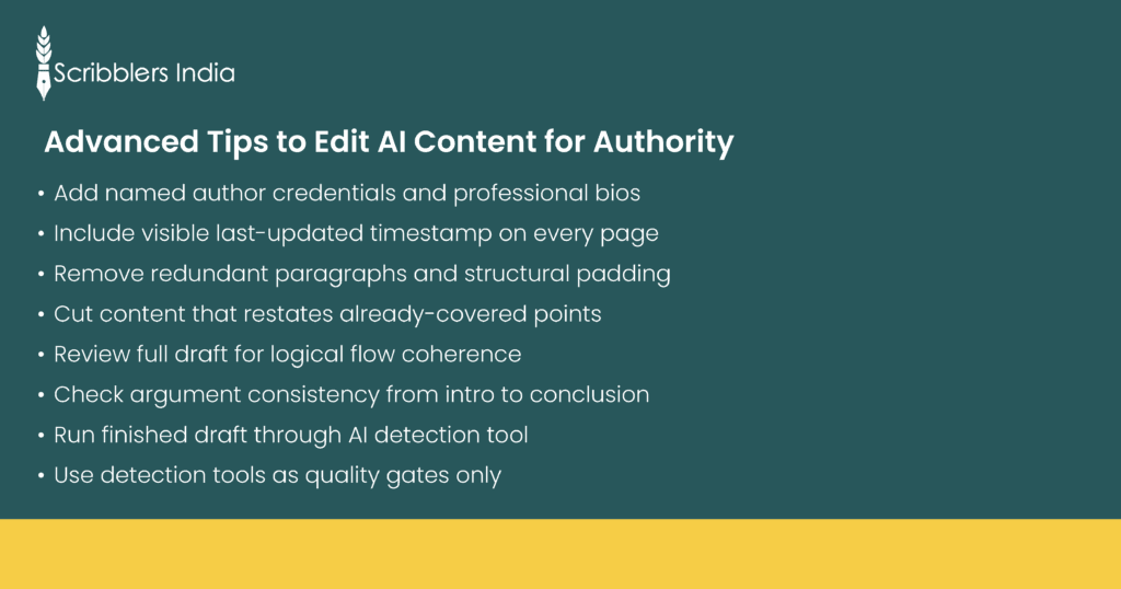 Editing AI content for authority and SEO signals