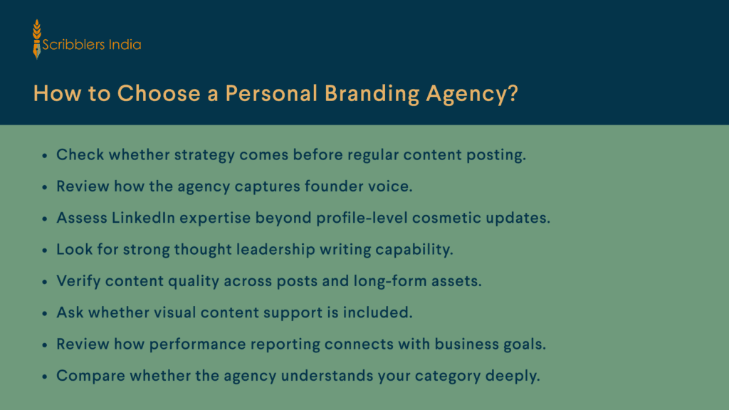 Scribblers India personal branding agency checklist