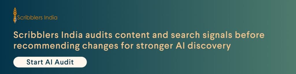 Avail Scribblers India AI visibility and schema audit services