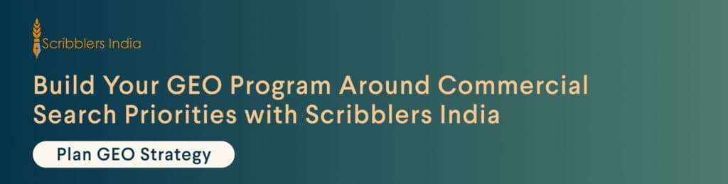 Scribblers India GEO strategy and budget planning services