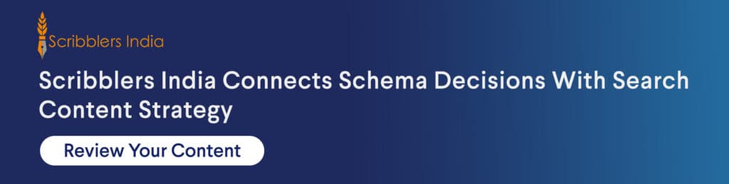 Content strategy aligned with relevant schema markup decisions