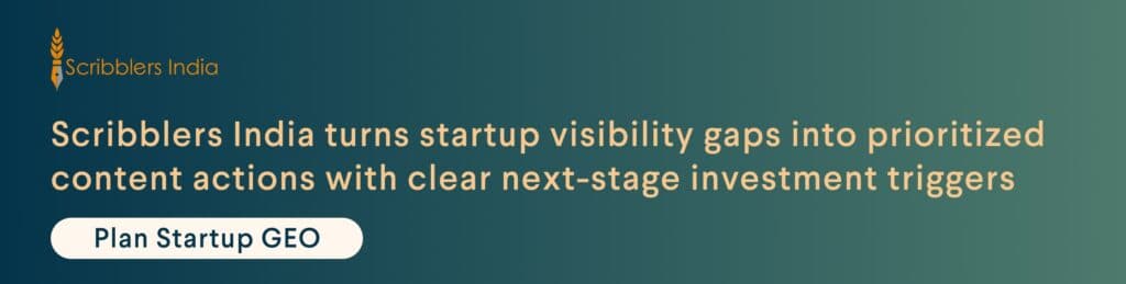 Scribblers India startup GEO budget scaling strategy