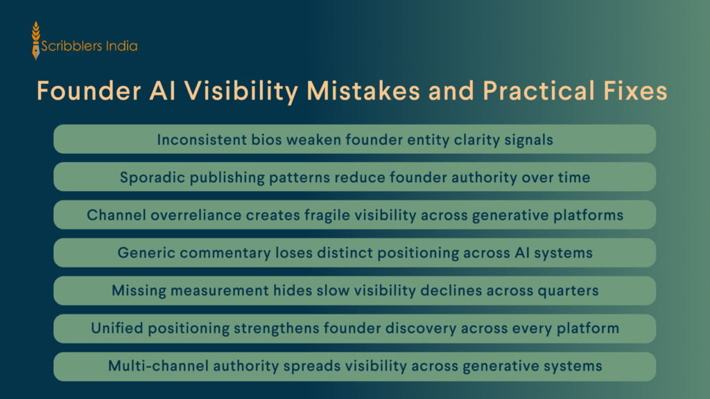 Founder AI visibility mistakes and fixes framework for personal branding programs